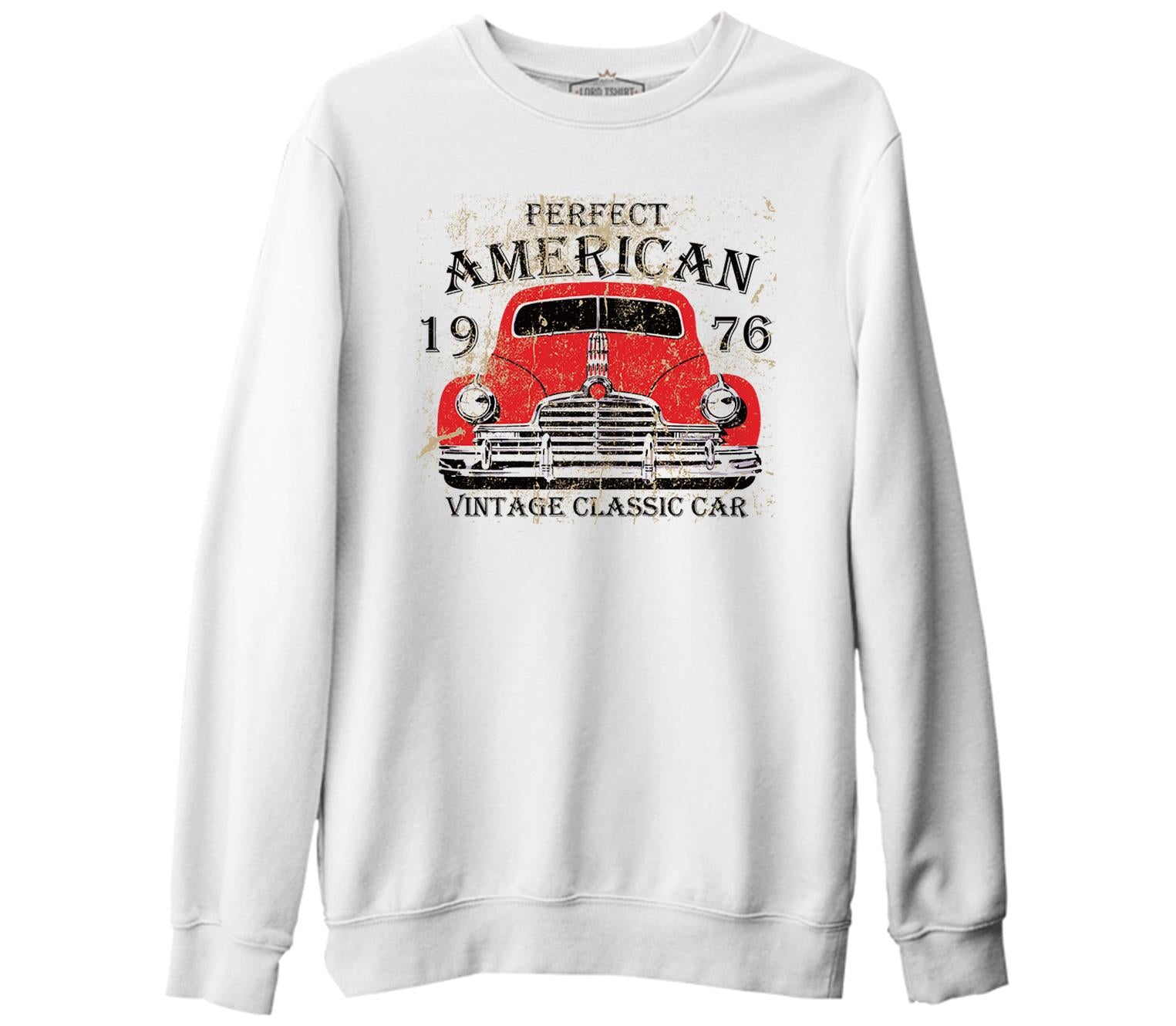 American Classic Car White Thick Sweatshirt