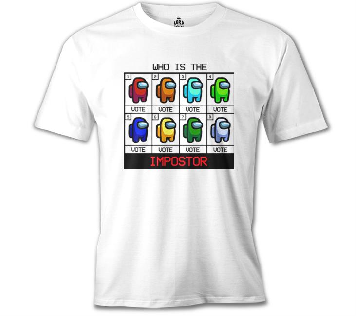 Among Us - Who is the Impostor Beyaz Erkek Tshirt