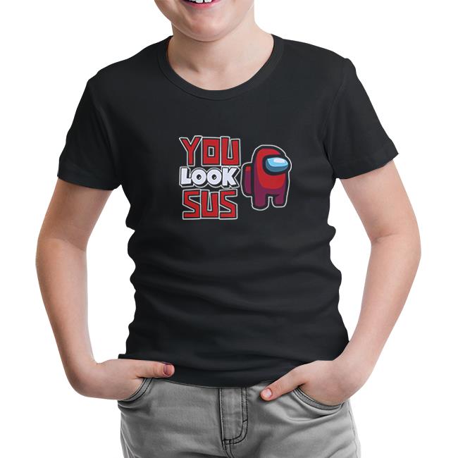 Among Us You Look Shut Up Black Kids Tshirt