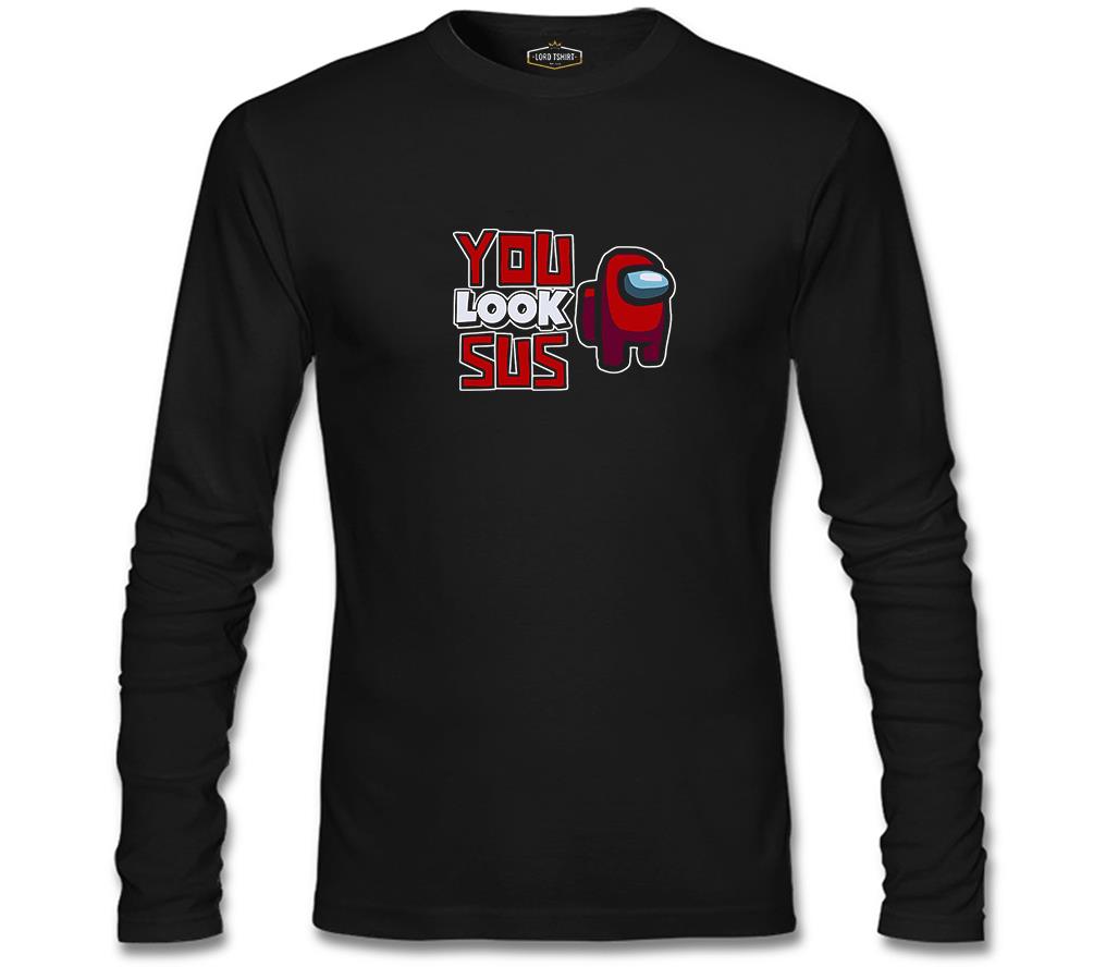 Among Us You Look Sus Siyah Erkek Sweatshirt