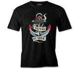 An Anchor Illustration with a Sink Quote Siyah Erkek Tshirt