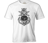 Anchor Compass Ship Helm White Men's Tshirt 