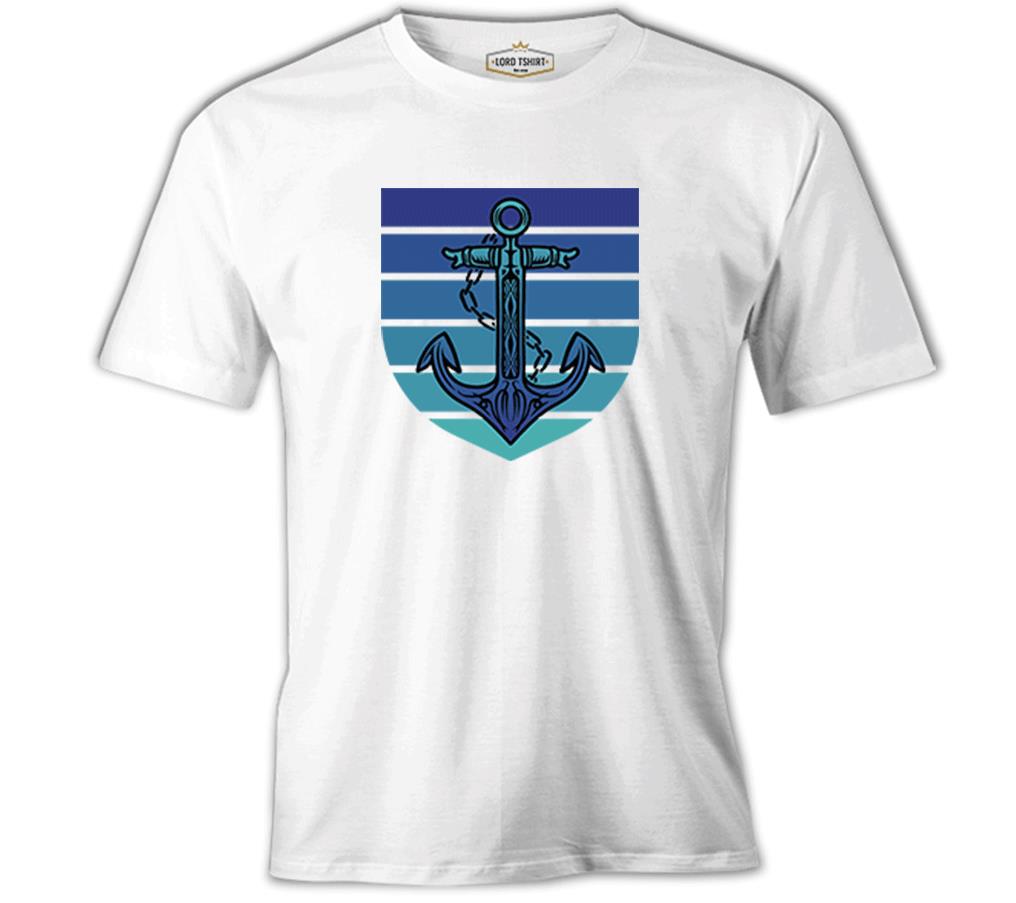 Anchor on a Blue Toned Background White Men's Tshirt 