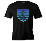 Anchor on a Blue Toned Background Siyah Erkek Tshirt