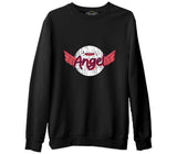 Angel Writing with a Halo and Wings Siyah Erkek Kalın Sweatshirt