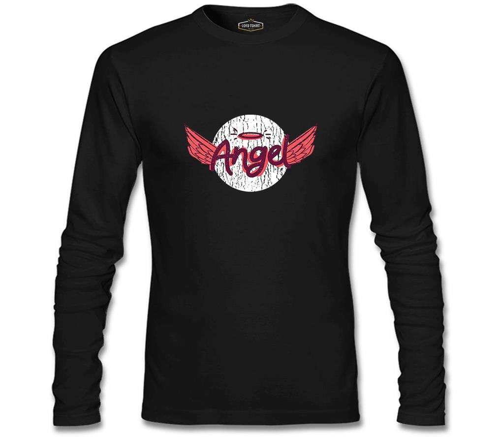 Angel Writing with a Halo and Wings Siyah Erkek Sweatshirt