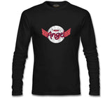 Angel Writing with a Halo and Wings Siyah Erkek Sweatshirt
