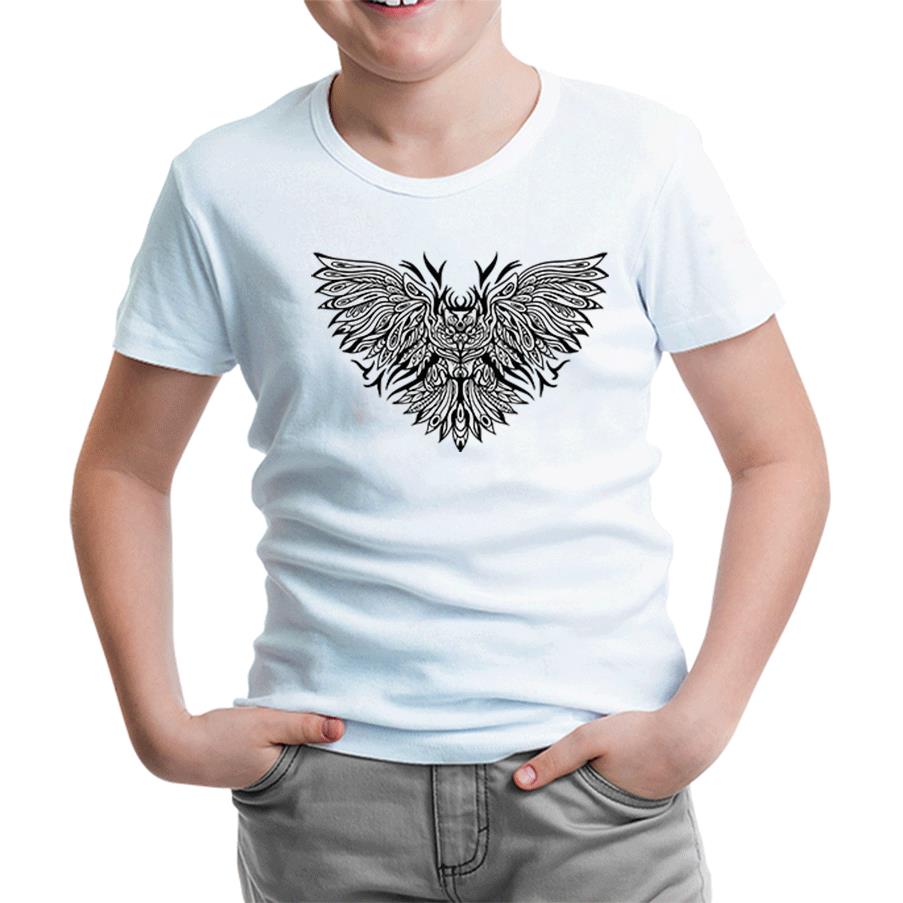 Angry Owl Tattoo Beyaz Çocuk Tshirt