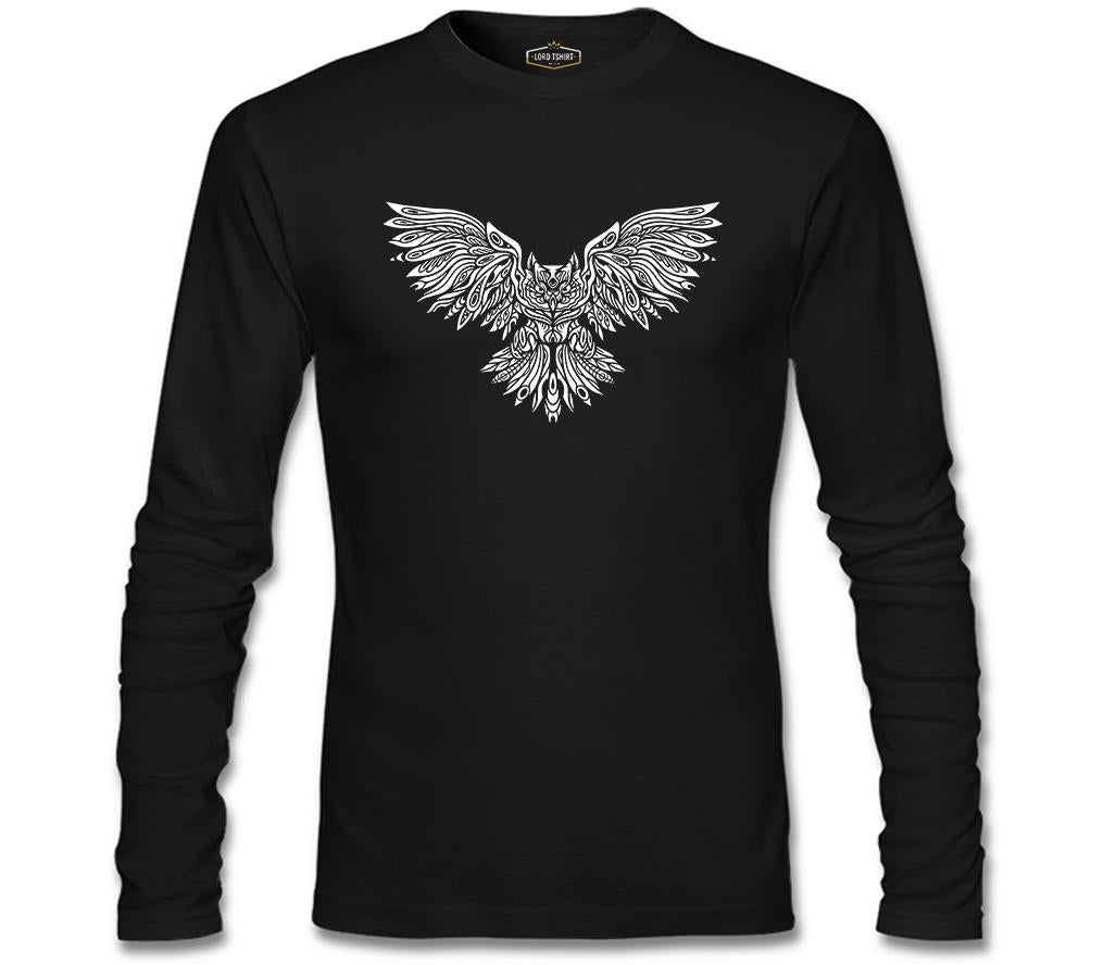 Angry Owl Tattoo Siyah Erkek Sweatshirt