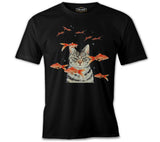 Angry with the Fishes - Cat Black Men's Tshirt