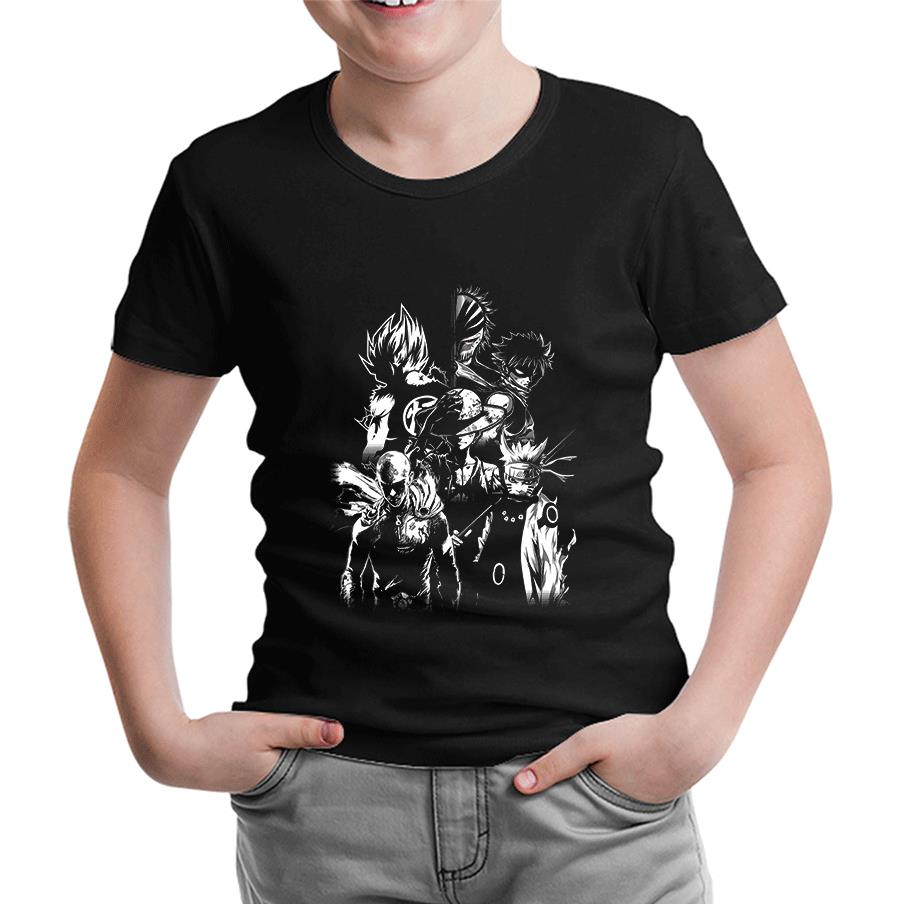 Anime Heros Siyah Çocuk Tshirt