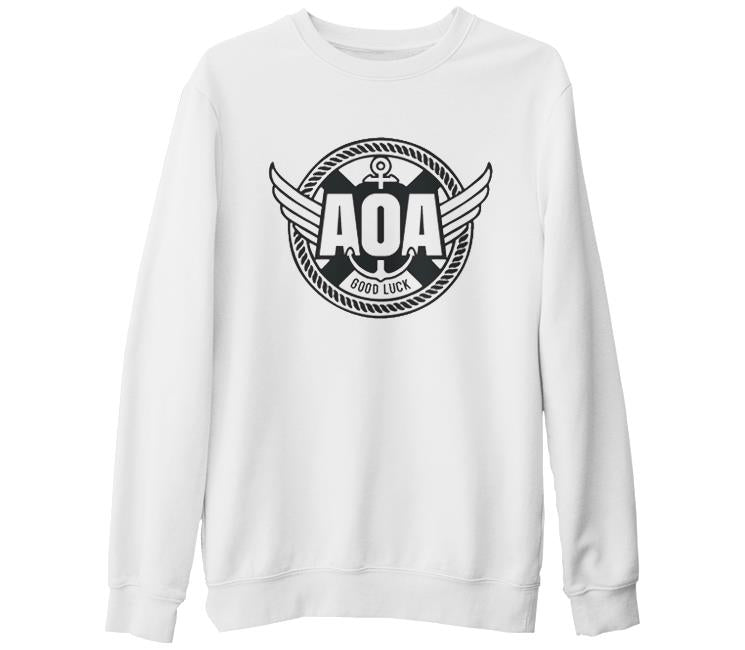 AOA - Good Luck Beyaz Kalın Sweatshirt