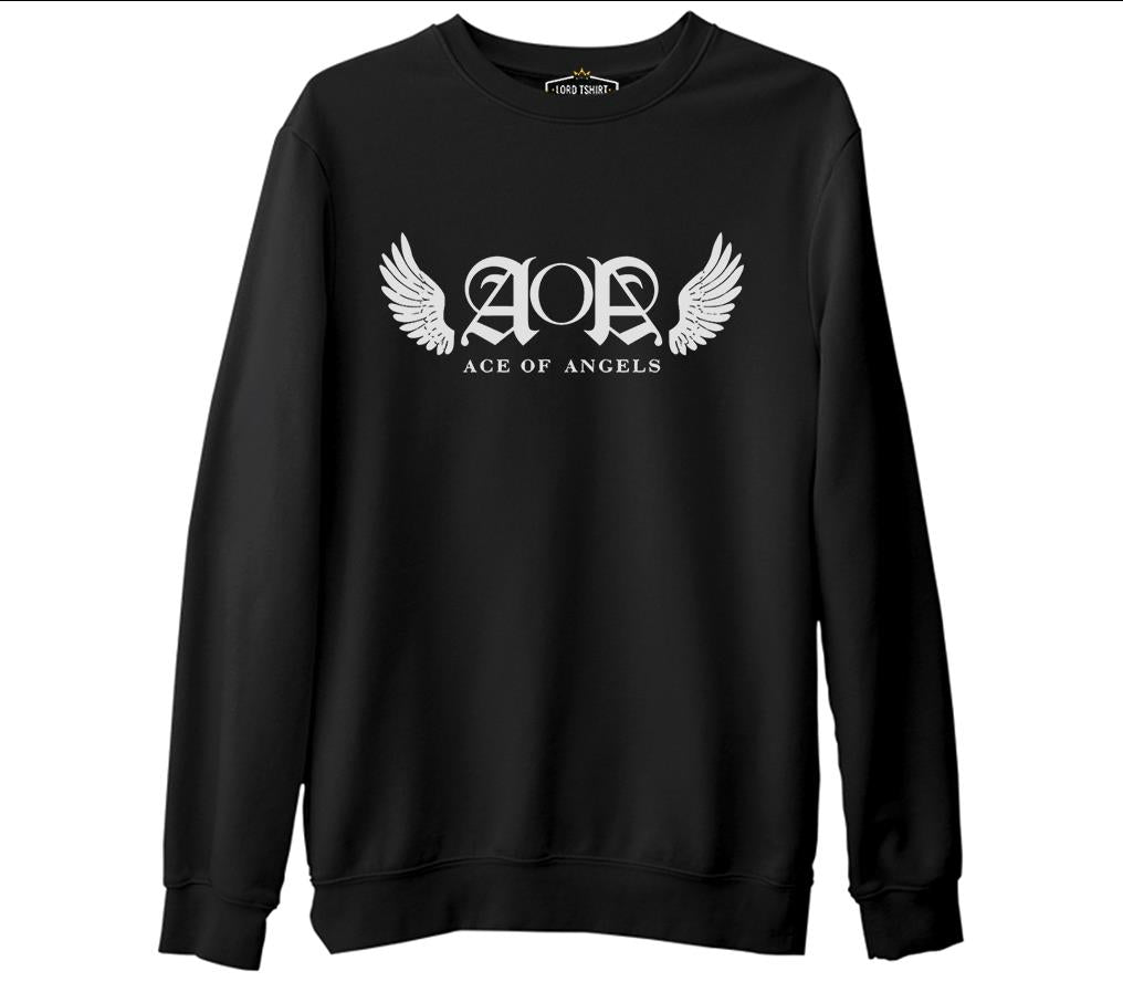 AOA - Wings Siyah Erkek Kalın Sweatshirt