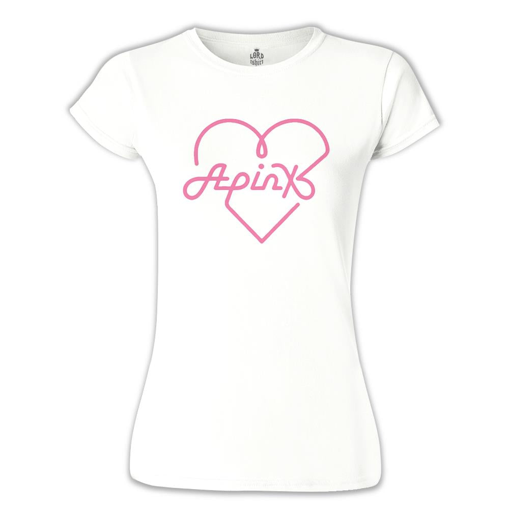 Apink - Logo Kalp Beyaz Kadın Tshirt