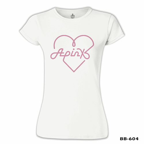 Apink - Logo Kalp Beyaz Kadın Tshirt