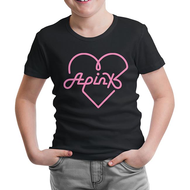 Apink - Logo Heart Black Kids Tshirt