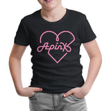 Apink - Logo Kalp Siyah Çocuk Tshirt