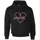 Apink - Logo Kalp Siyah Erkek Fermuarsız Kapşonlu