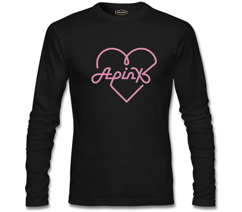 Apink - Logo Kalp Siyah Erkek Sweatshirt
