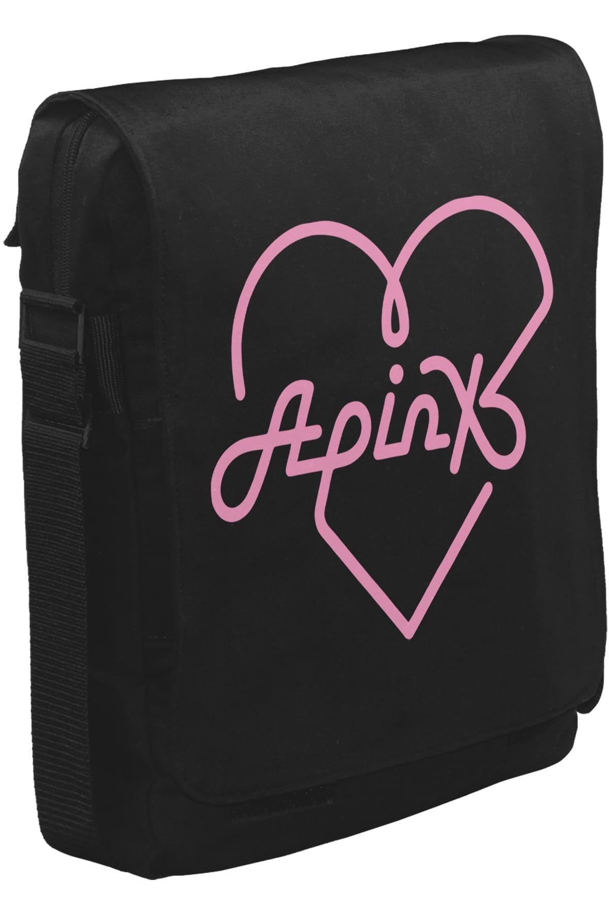 Apink - Logo Kalp Unisex Siyah Postacı Çanta
