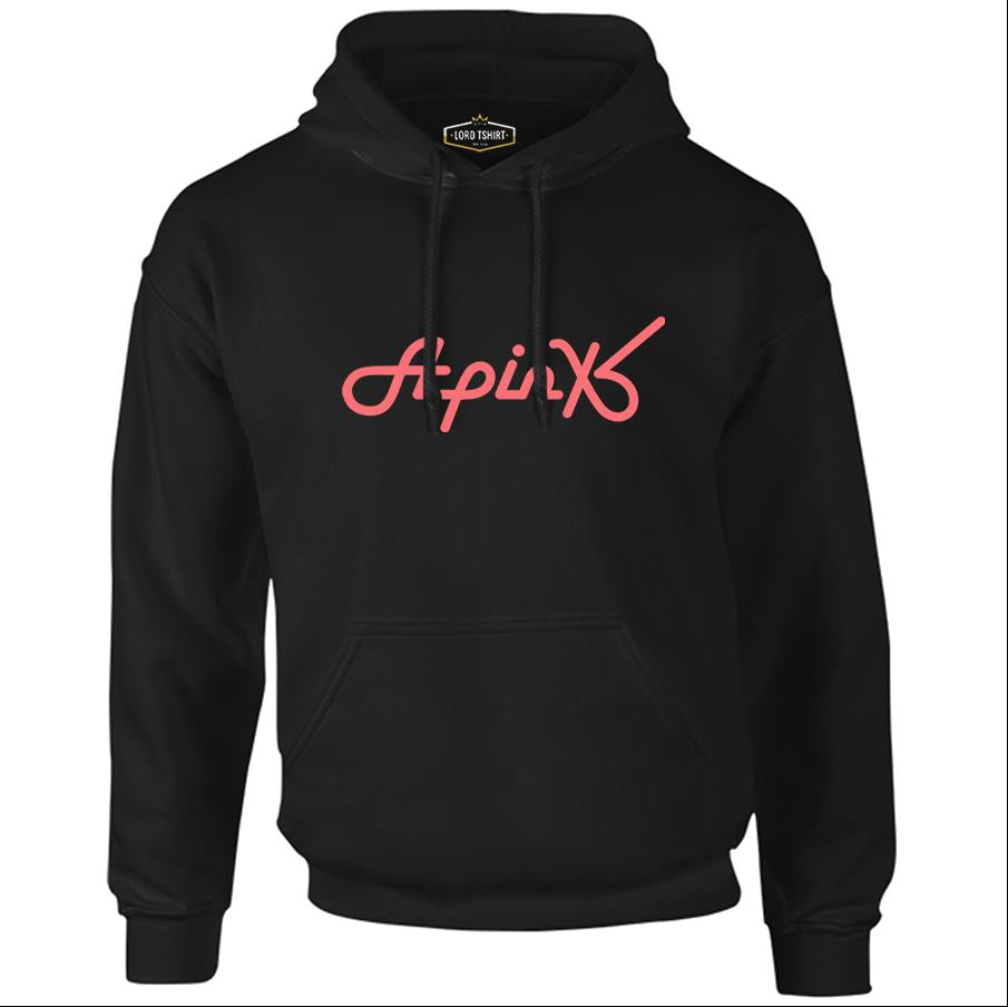 Apink - Logo Siyah Erkek Fermuarsız Kapşonlu