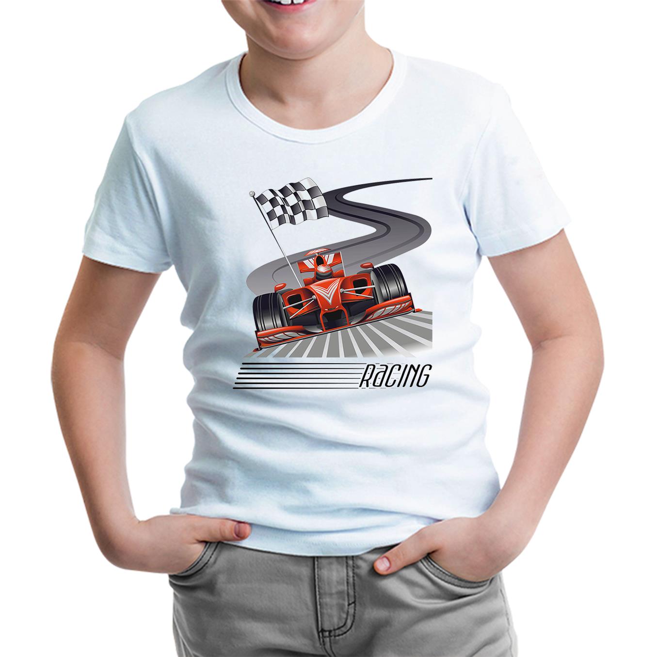 Araba - Yarış Beyaz Çocuk Tshirt