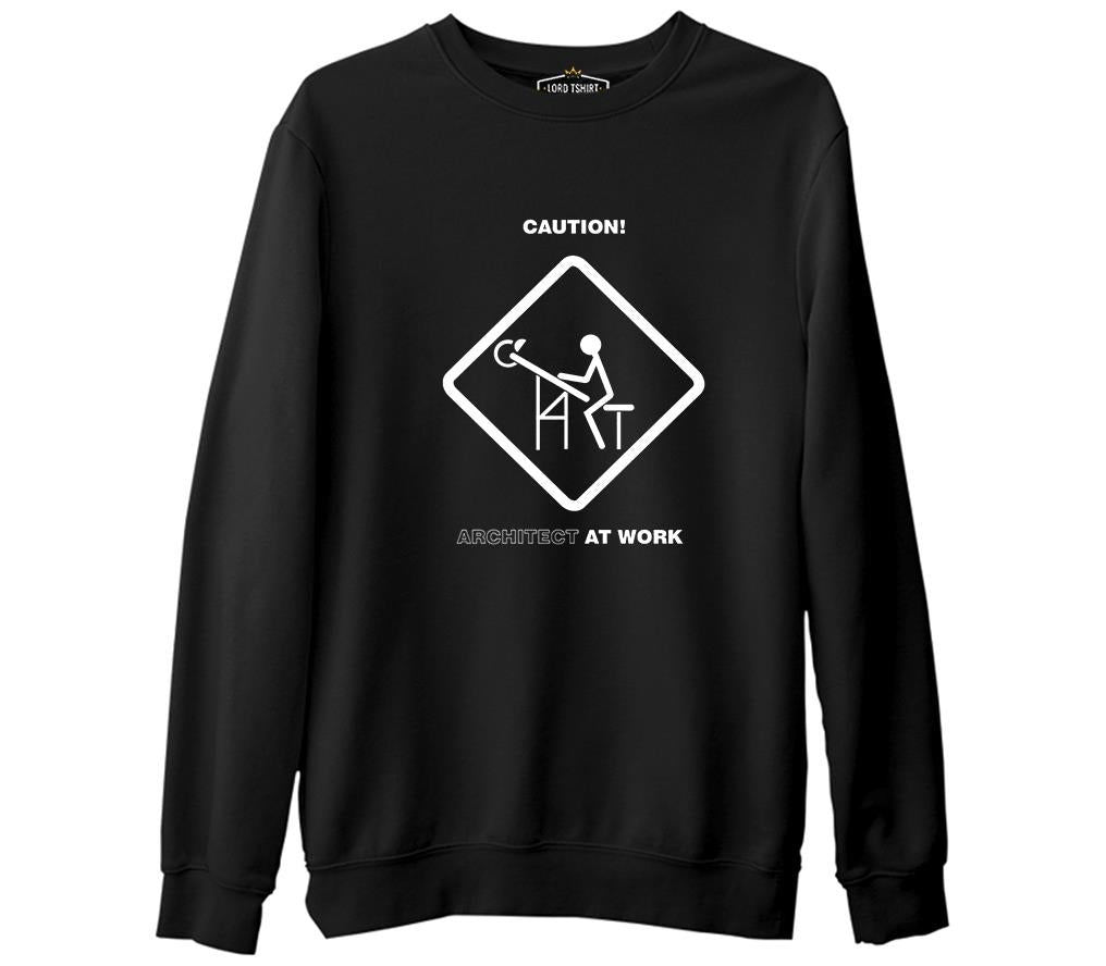 Architect at Work  Siyah Erkek Kalın Sweatshirt