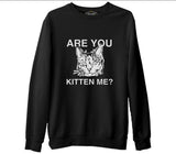 Are You Kitten Me  Siyah Erkek Kalın Sweatshirt