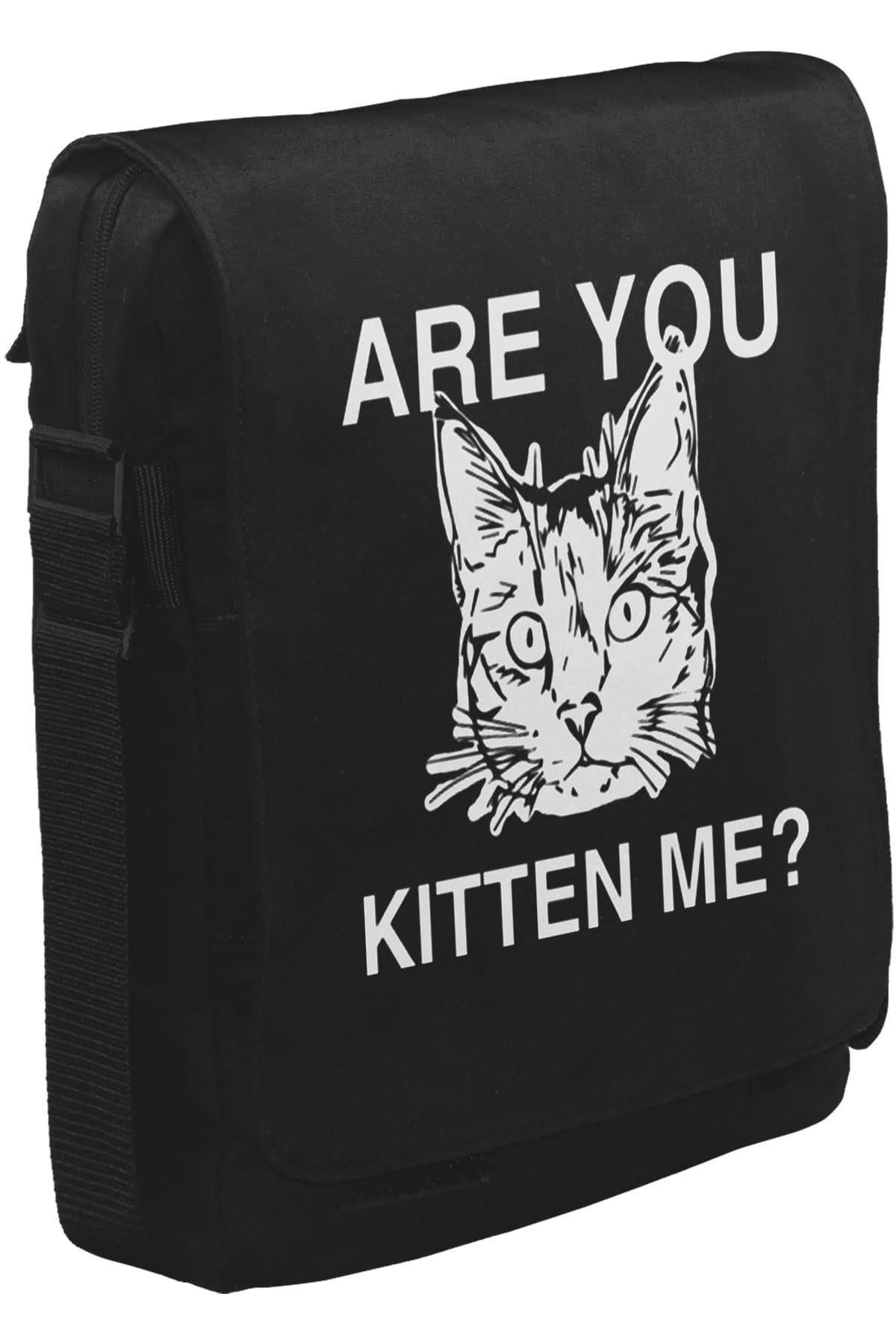 Are You Kitten Me Unisex Siyah Postacı Çanta