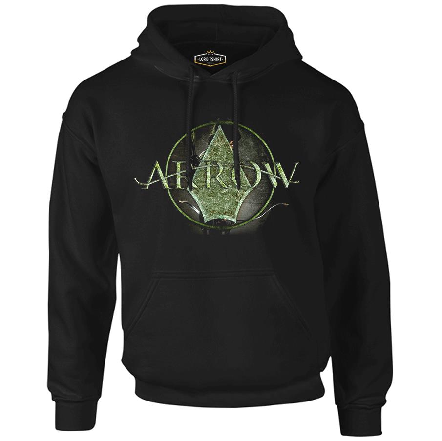 Arrow - Logo Siyah Erkek Fermuarsız Kapşonlu
