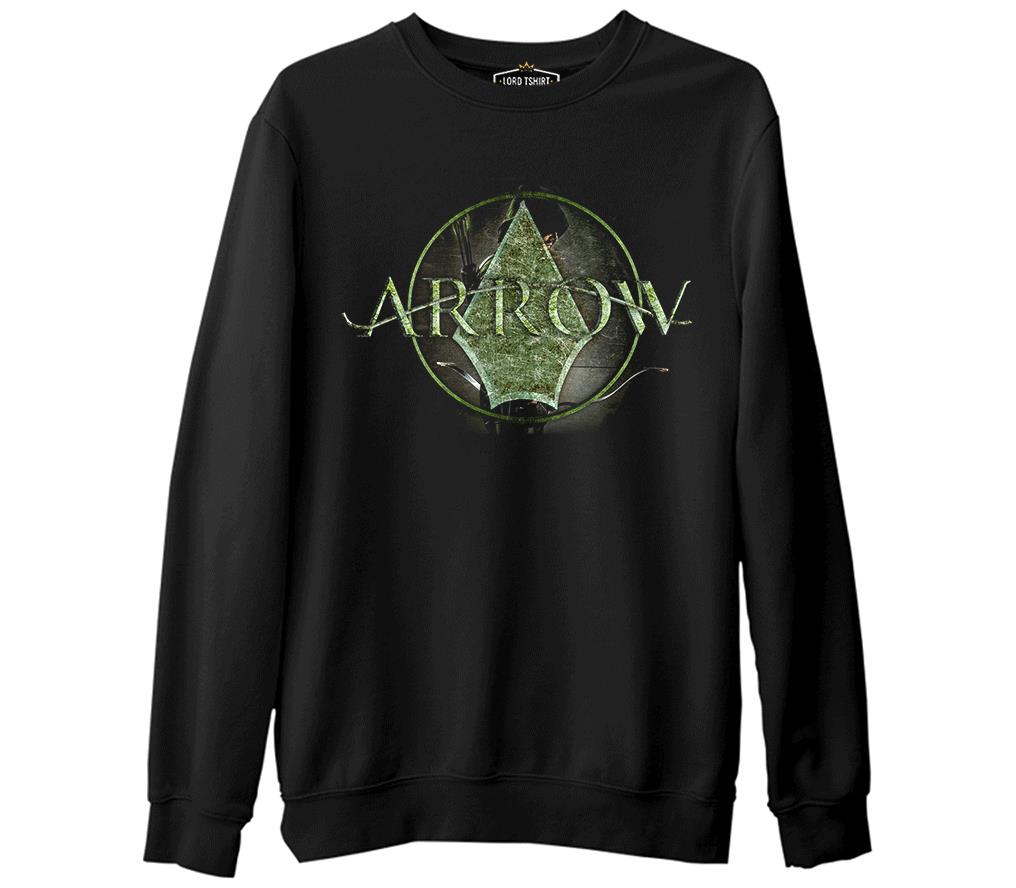 Arrow - Logo  Siyah Erkek Kalın Sweatshirt