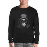 Rebel Spirit - Cool Skull Printed Black Kids Sweatshirt 