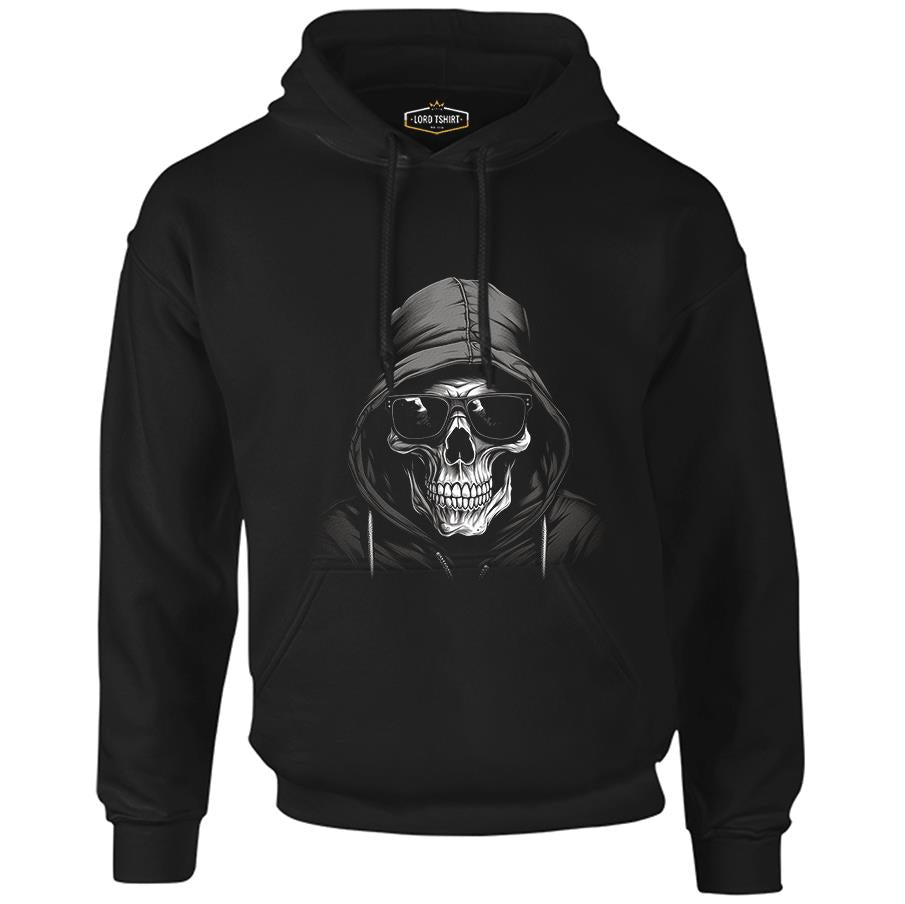 Rebel Spirit - Cool Skull Printed Black Men's Zipperless Hoodie 