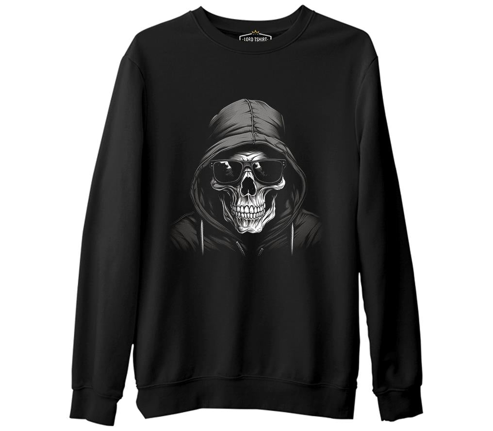 Rebel Spirit - Cool Skull Printed Black Men's Thick Sweatshirt 