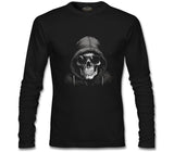 Asi Ruh - Cool Kurukafa Baskılı Siyah Erkek Sweatshirt