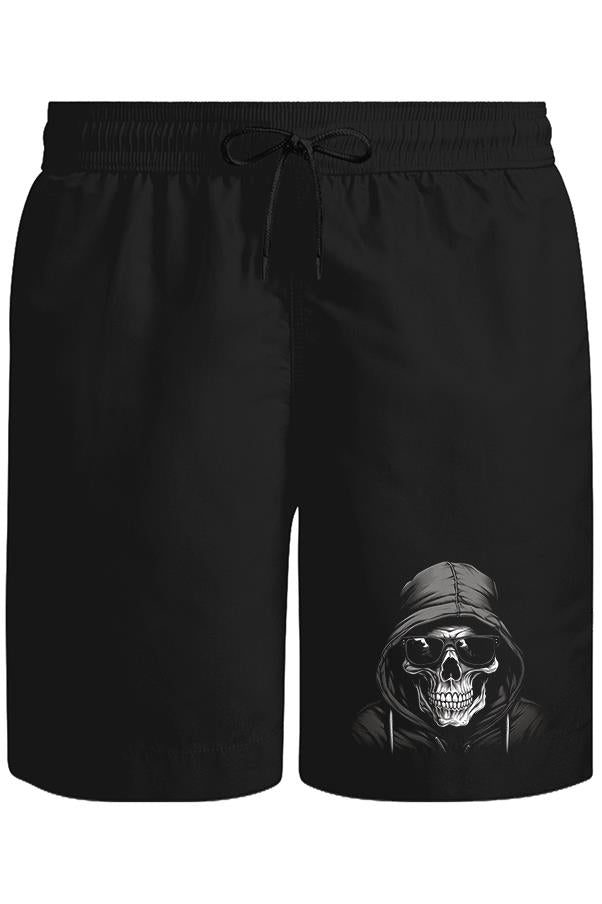 Asi Ruh - Cool Kurukafa Baskılı Unisex Siyah Şort
