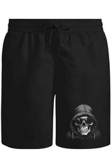 Asi Ruh - Cool Kurukafa Baskılı Unisex Siyah Şort