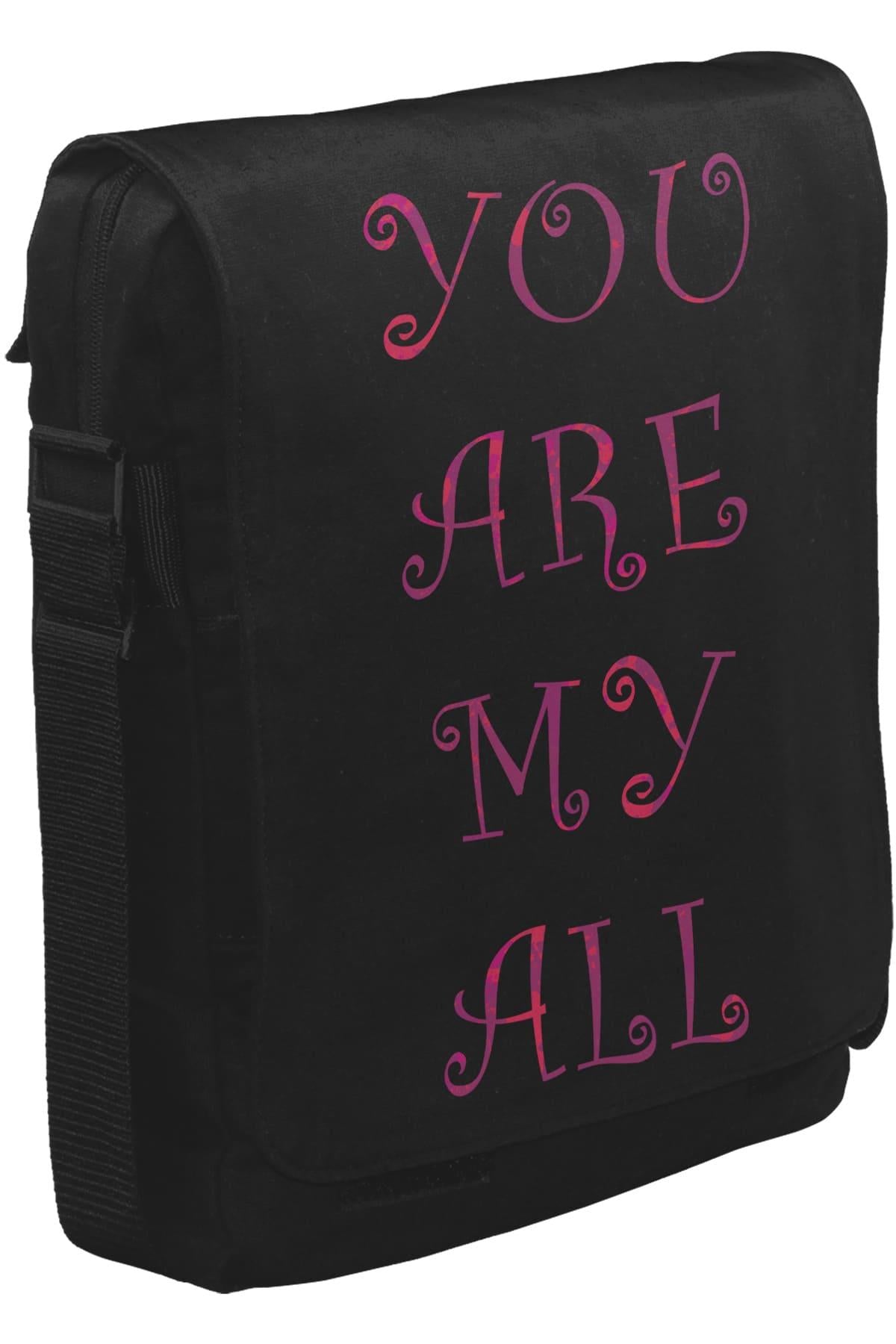 Aşk - You Are My All Unisex Siyah Postacı Çanta