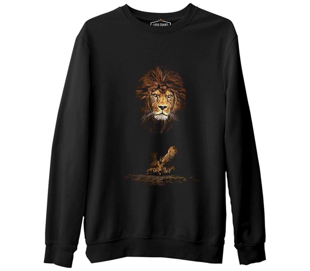 Aslan 1 Siyah Erkek Kalın Sweatshirt