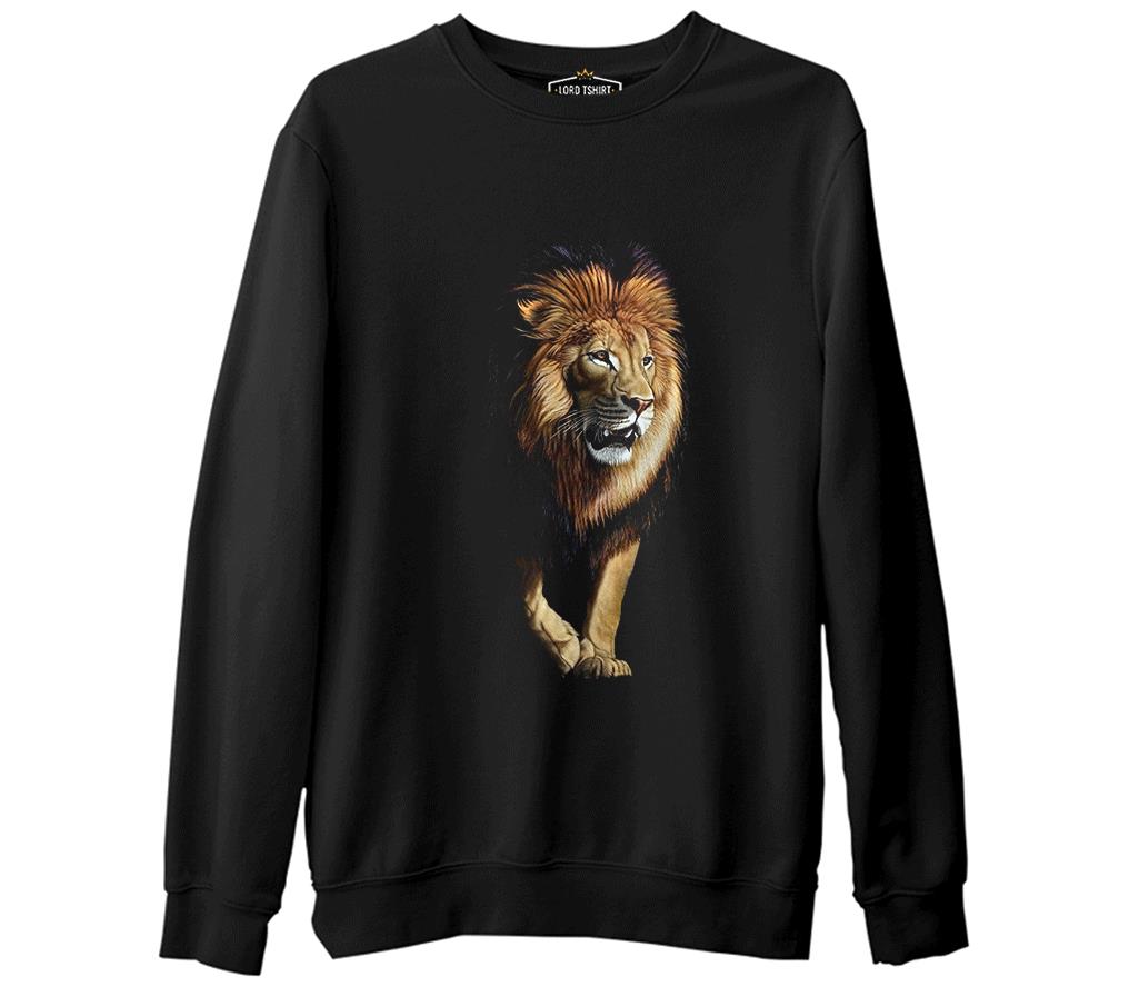 Aslan 2 Siyah Erkek Kalın Sweatshirt