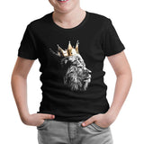 Aslan - Kral Taç Siyah Çocuk Tshirt