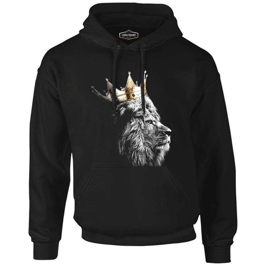 Lion - King Crown Black Men's Zipperless Hoodie