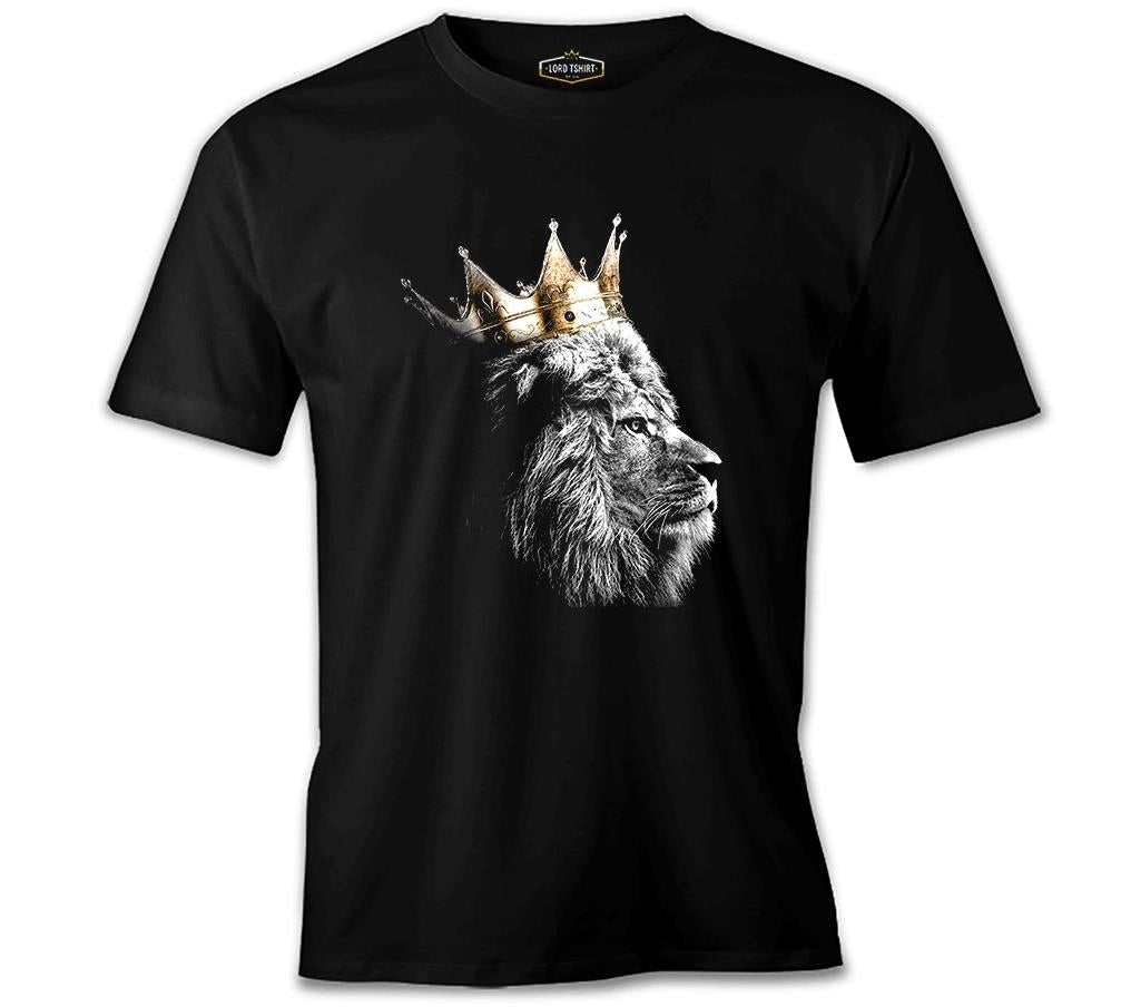 Aslan - Kral Taç Siyah Erkek Tshirt