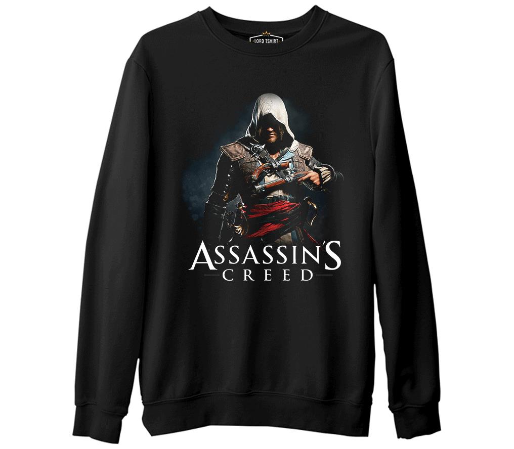 Assasins Creed  Siyah Erkek Kalın Sweatshirt