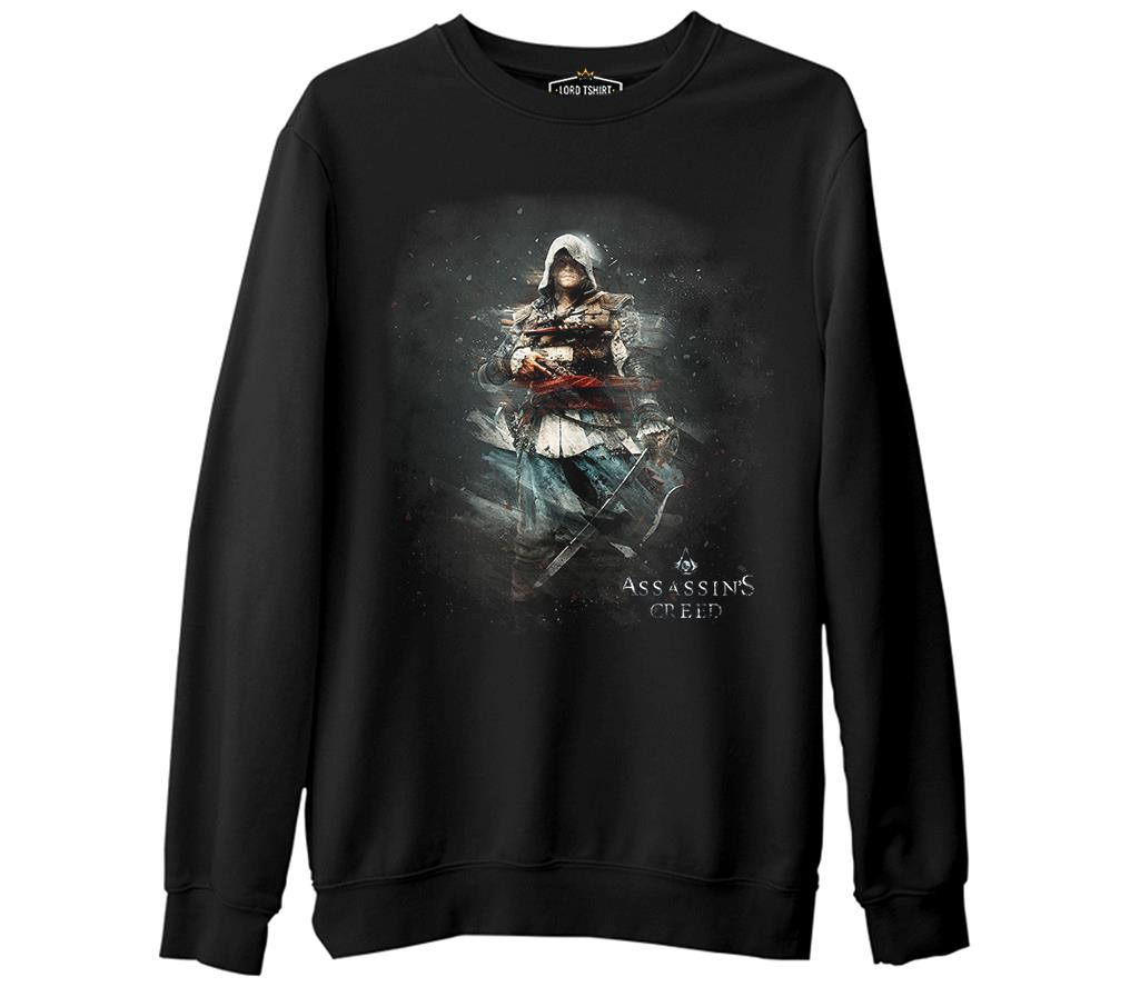 Assassin's Creed 2  Siyah Erkek Kalın Sweatshirt