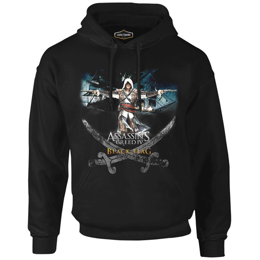 Assassin's Creed 4 Siyah Erkek Fermuarsız Kapşonlu