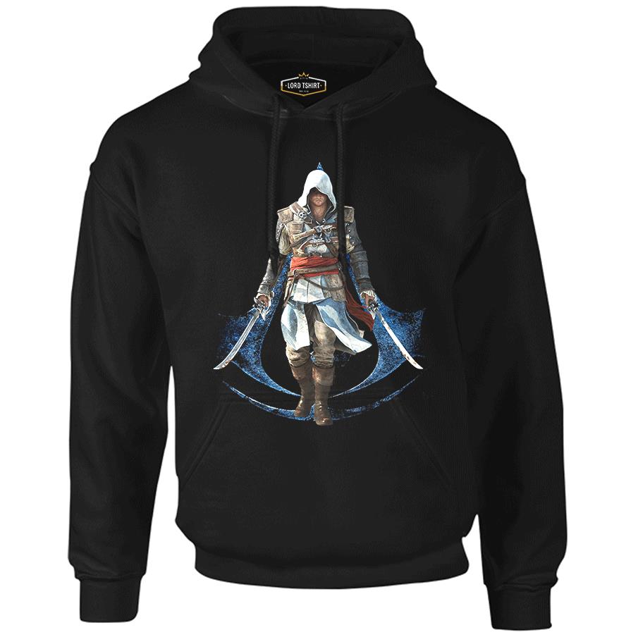 Assassin's Creed 6 Siyah Erkek Fermuarsız Kapşonlu