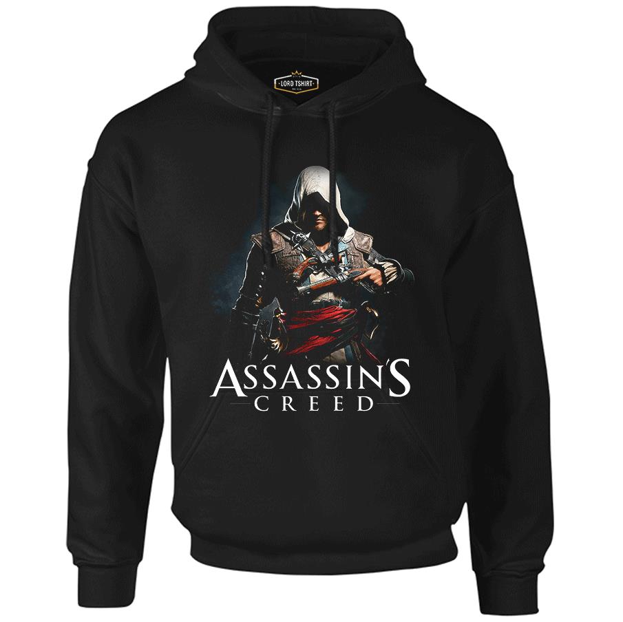Assassin's Creed Siyah Erkek Fermuarsız Kapşonlu