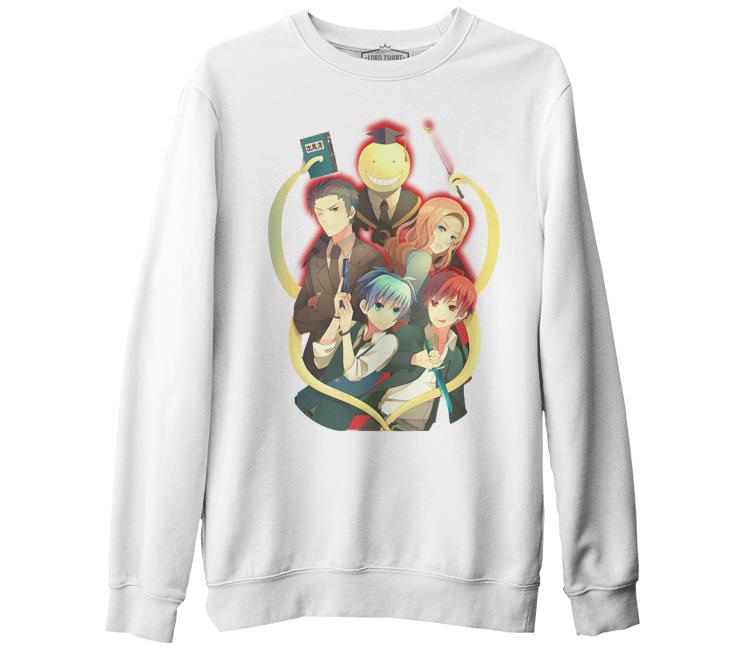 Assassination Classroom Beyaz Erkek Kalın Sweatshirt