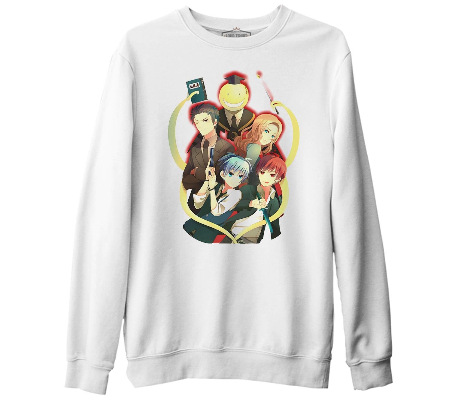 Assassination Classroom Beyaz Erkek Kalın Sweatshirt